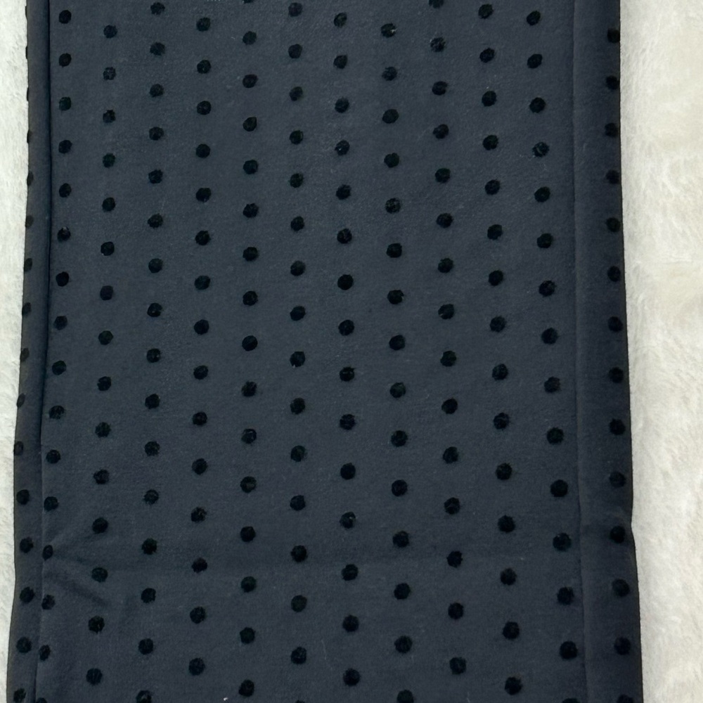 Soft Surroundings Black Pants with Black Velvet Polka Dots, Straight Leg - Picture 5 of 10